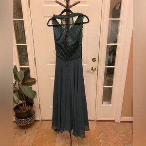 ASPEED SIZE M LACE AND CHIFFON FULL LENGTH GOWN